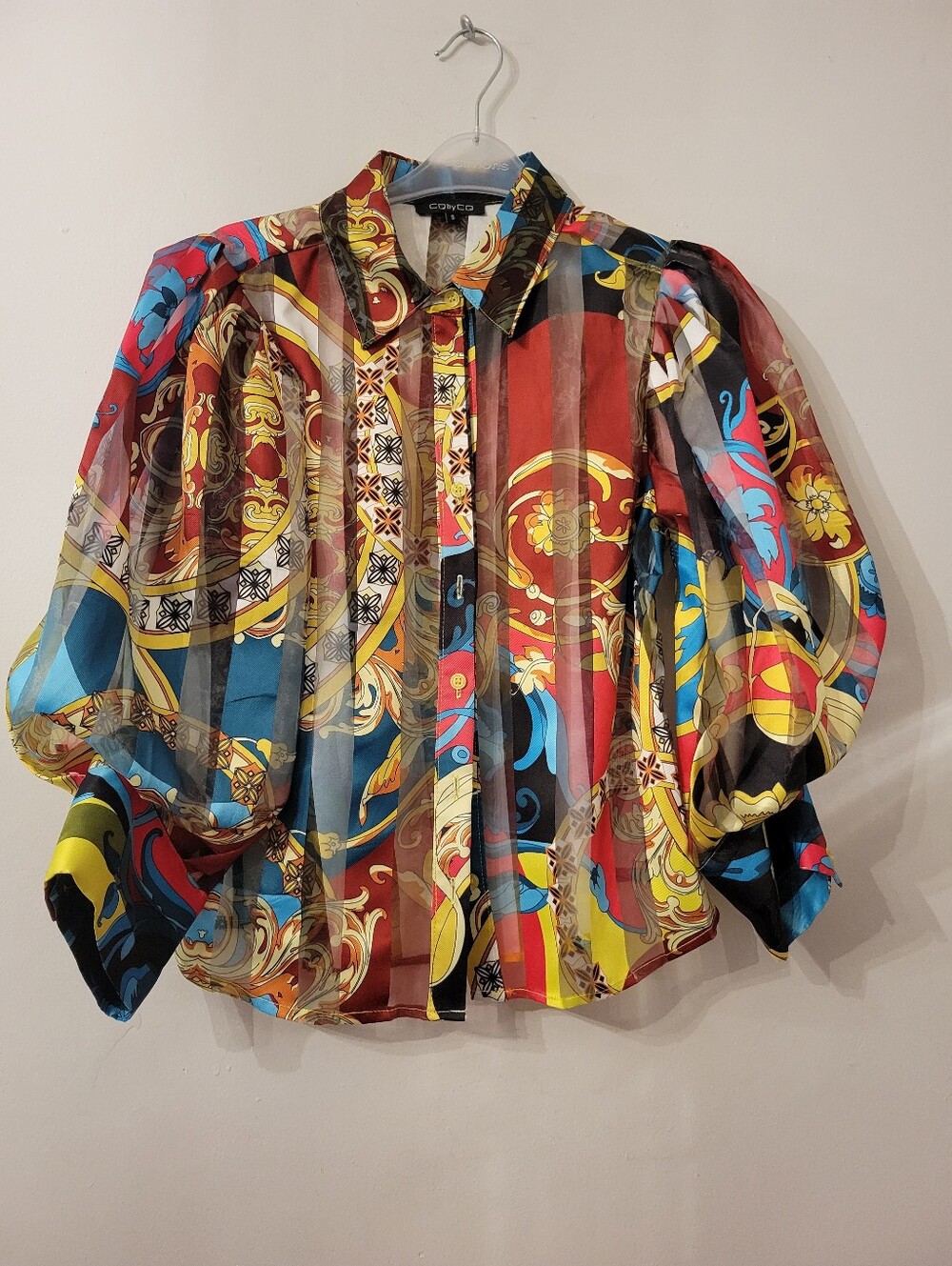CQ by CQ Baroque Medallion Statement Blouse - Small